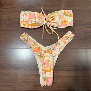 Blackbough bikini NWOT - bandeau top S & frilled cheeky bottoms M
